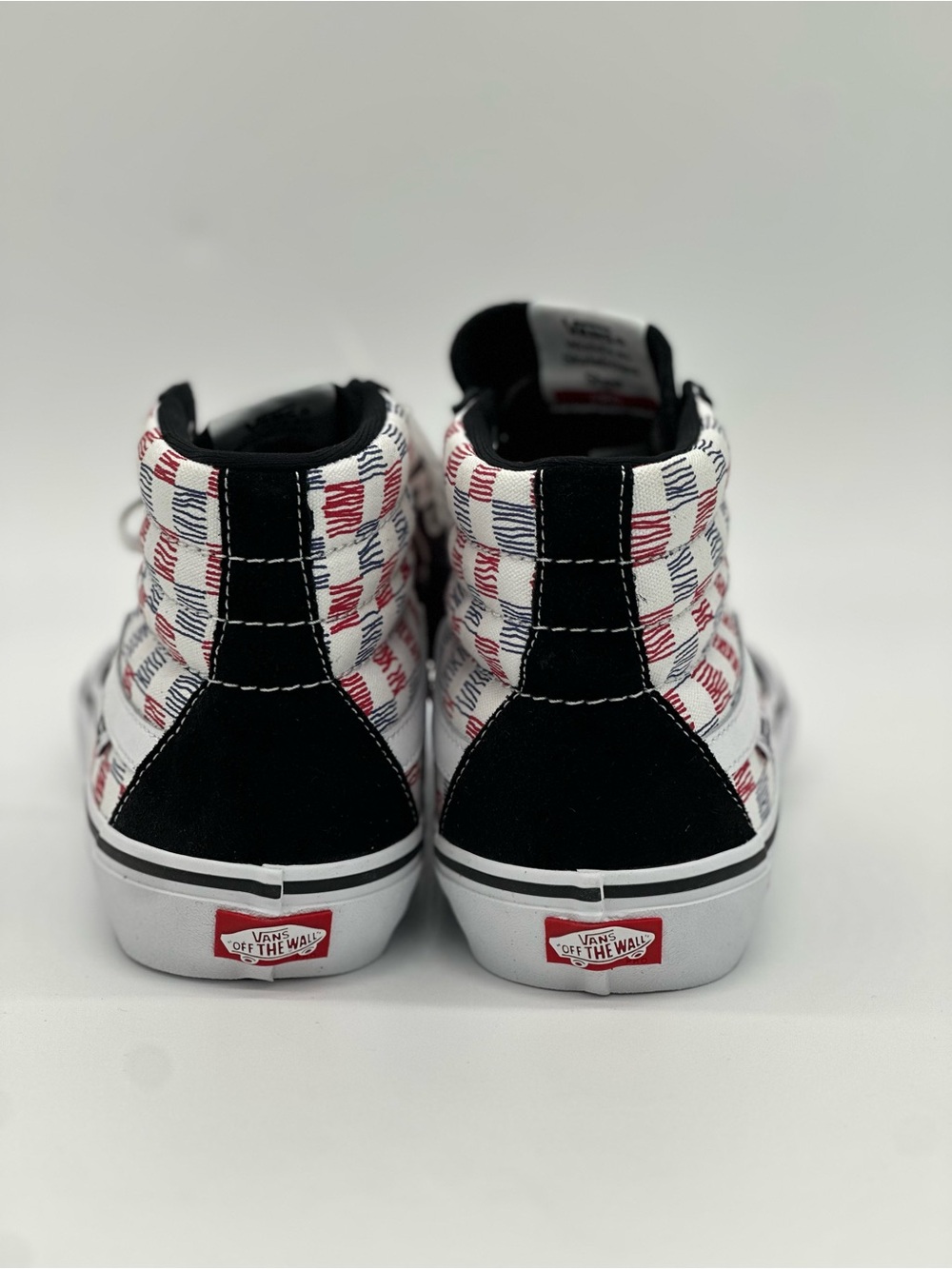 Vans Sk8-Hi Checkerboard High-Top Sneakers - Black/White/Red - Picture 6 of 10
